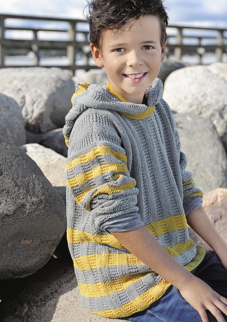 Полосатый пуловер на мальчика 3, 4 и 5-ти лет, связанный спицами. Описание + выкройки