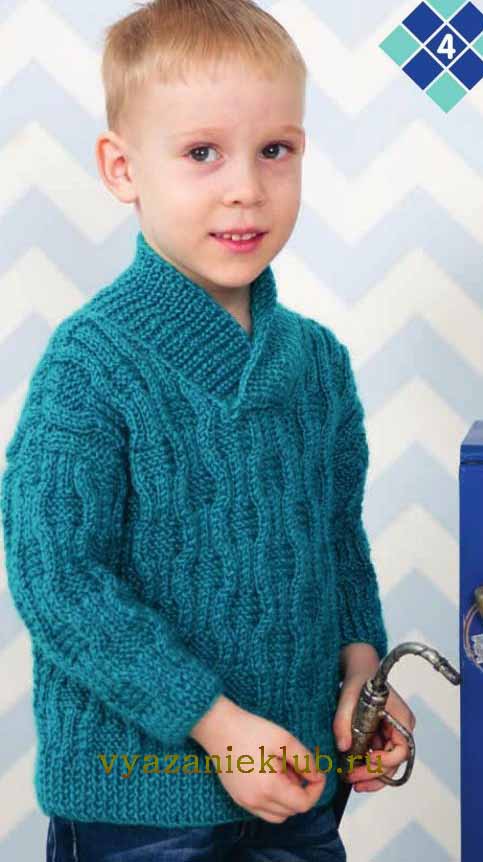 Вязаный пуловер для мальчика с узором олень