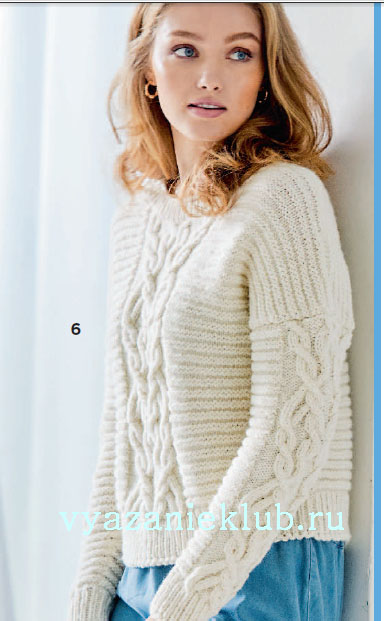 Очаровательный пуловер с поперечной косой