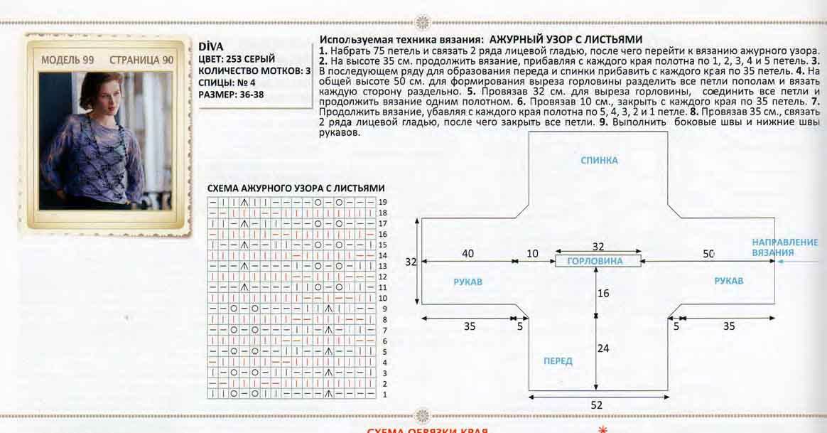 Кардиган женский спицами одним полотном схемы и описание