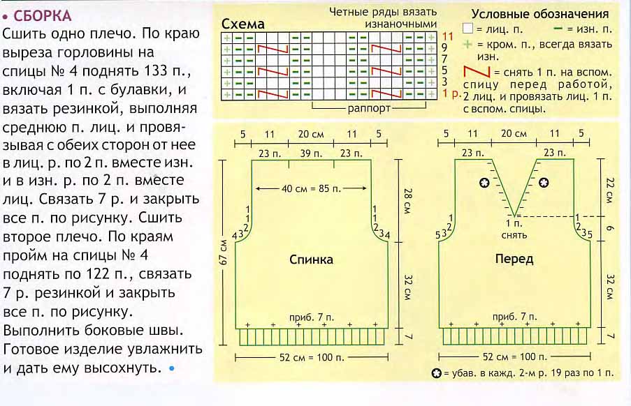 Схемы для вязания спицами жилета для