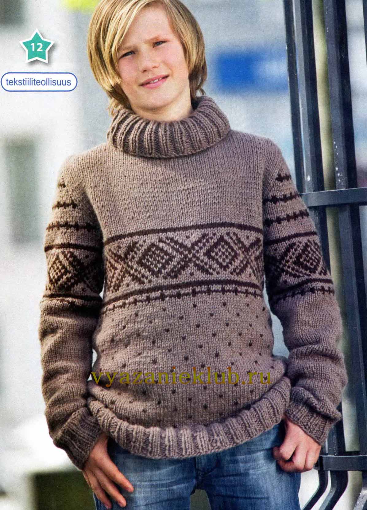 связать свитер для мальчика 7 лет спицами с описанием
