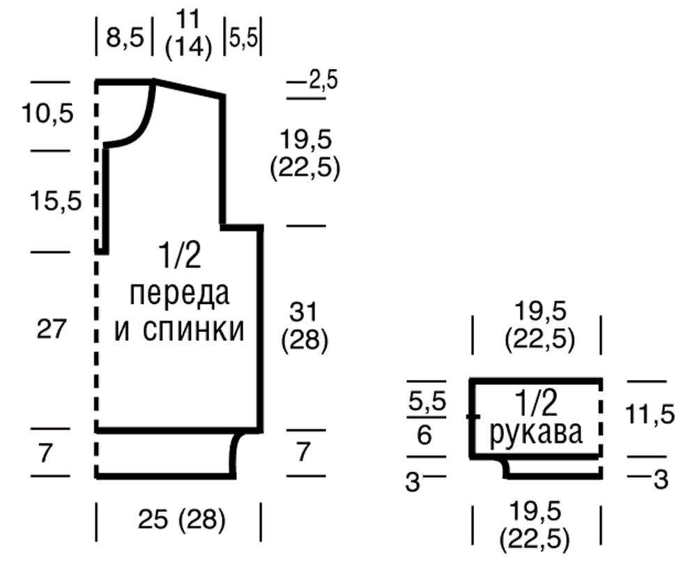 Футболка связать спицами схема рисунка и выкройка